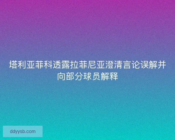 塔利亚菲科透露拉菲尼亚澄清言论误解并向部分球员解释