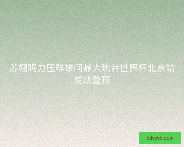 苏翊鸣力压群雄问鼎大跳台世界杯北京站成功登顶